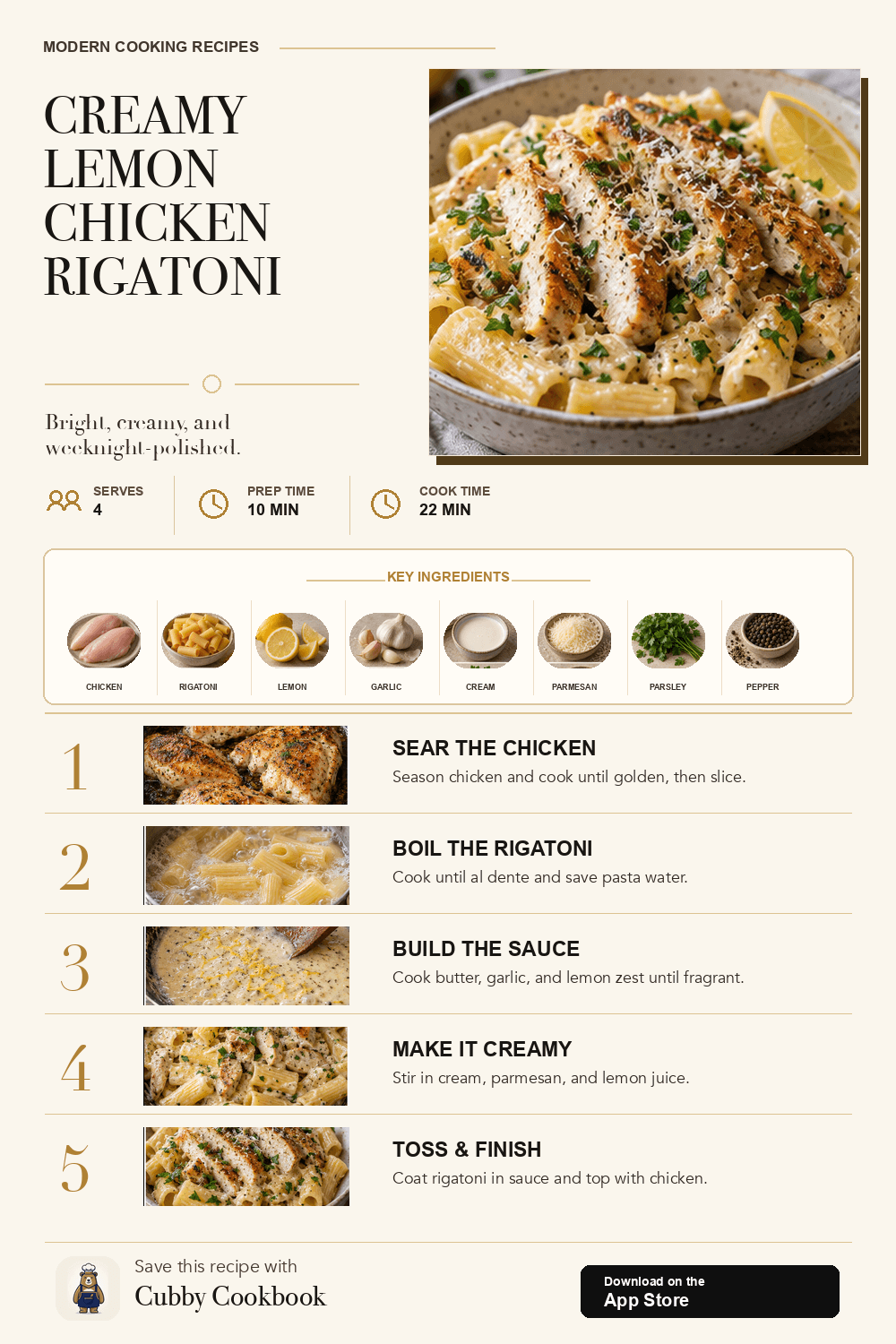 Creamy Lemon Chicken Rigatoni