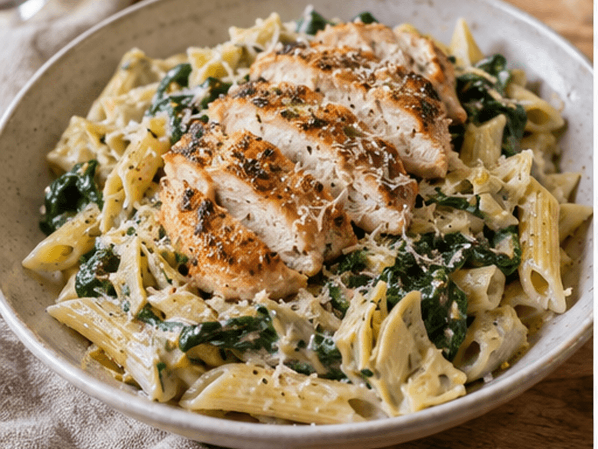 Creamy Spinach Artichoke Chicken Pasta