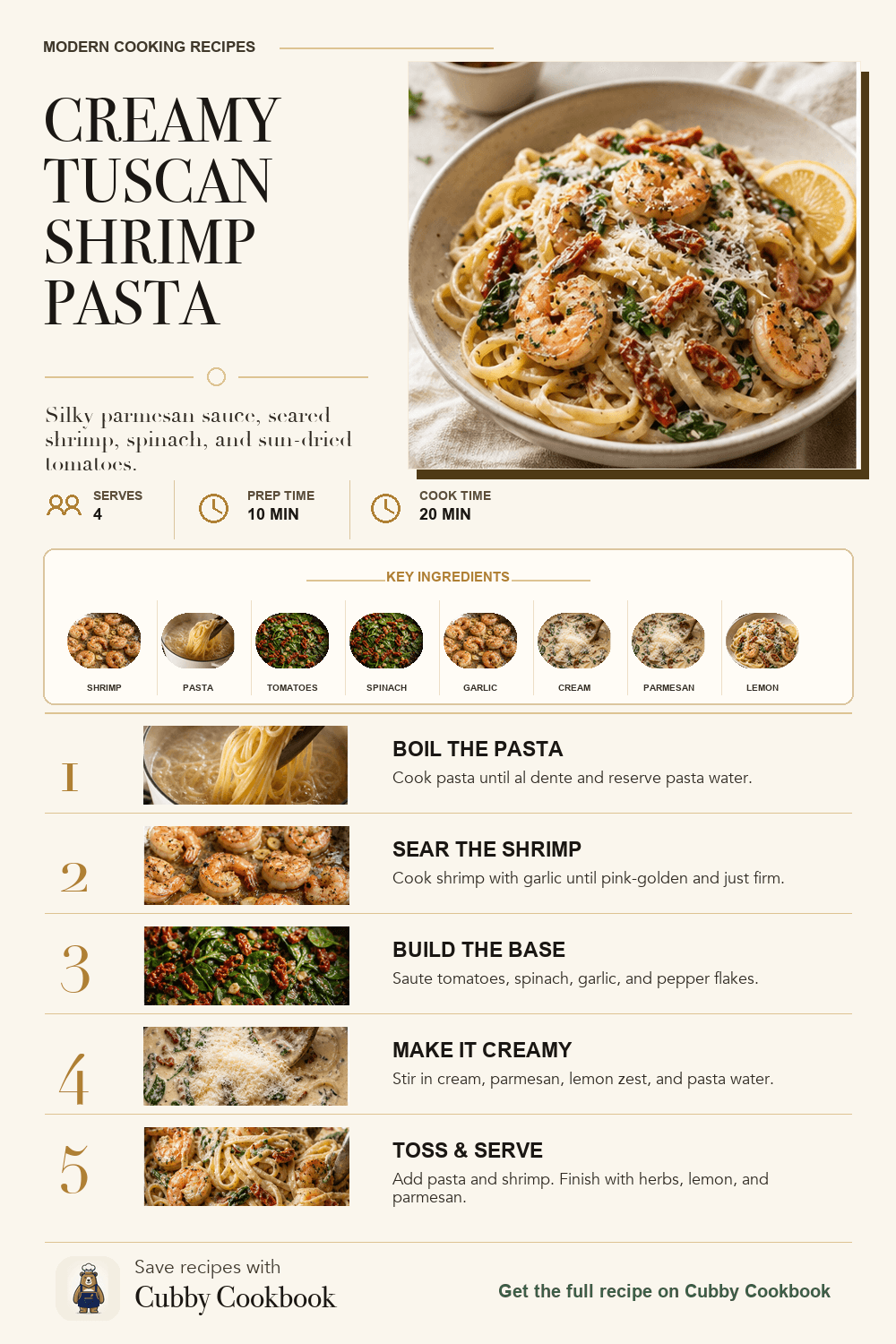 Creamy Tuscan Shrimp Pasta